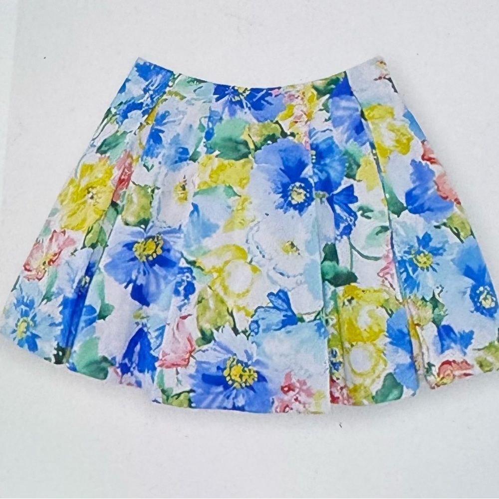 Polo Ralph Lauren Multicolor Floral Mini Pleated Cotton Lined Skirt Size 7